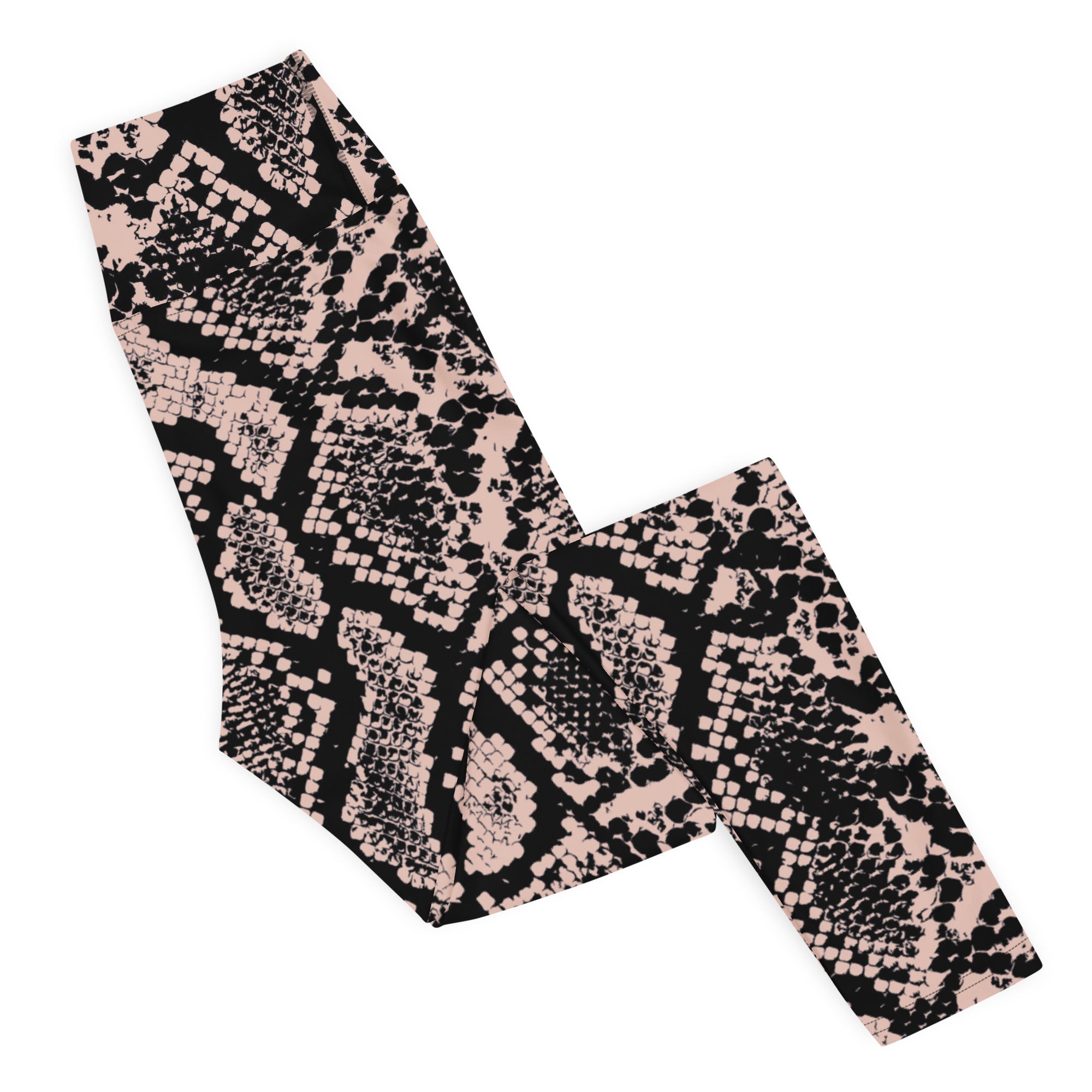 Dusty Pink and Black Snakeskin Yoga Leggings