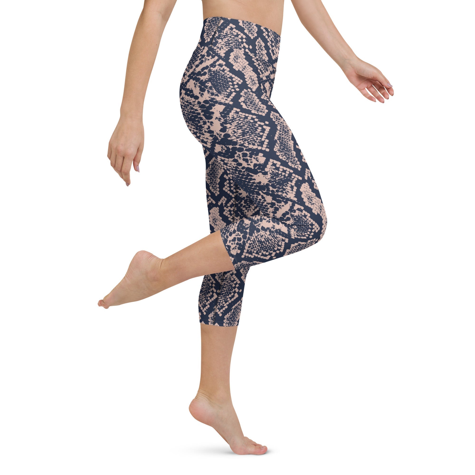 Dusty Pink Snakeskin Yoga Capris