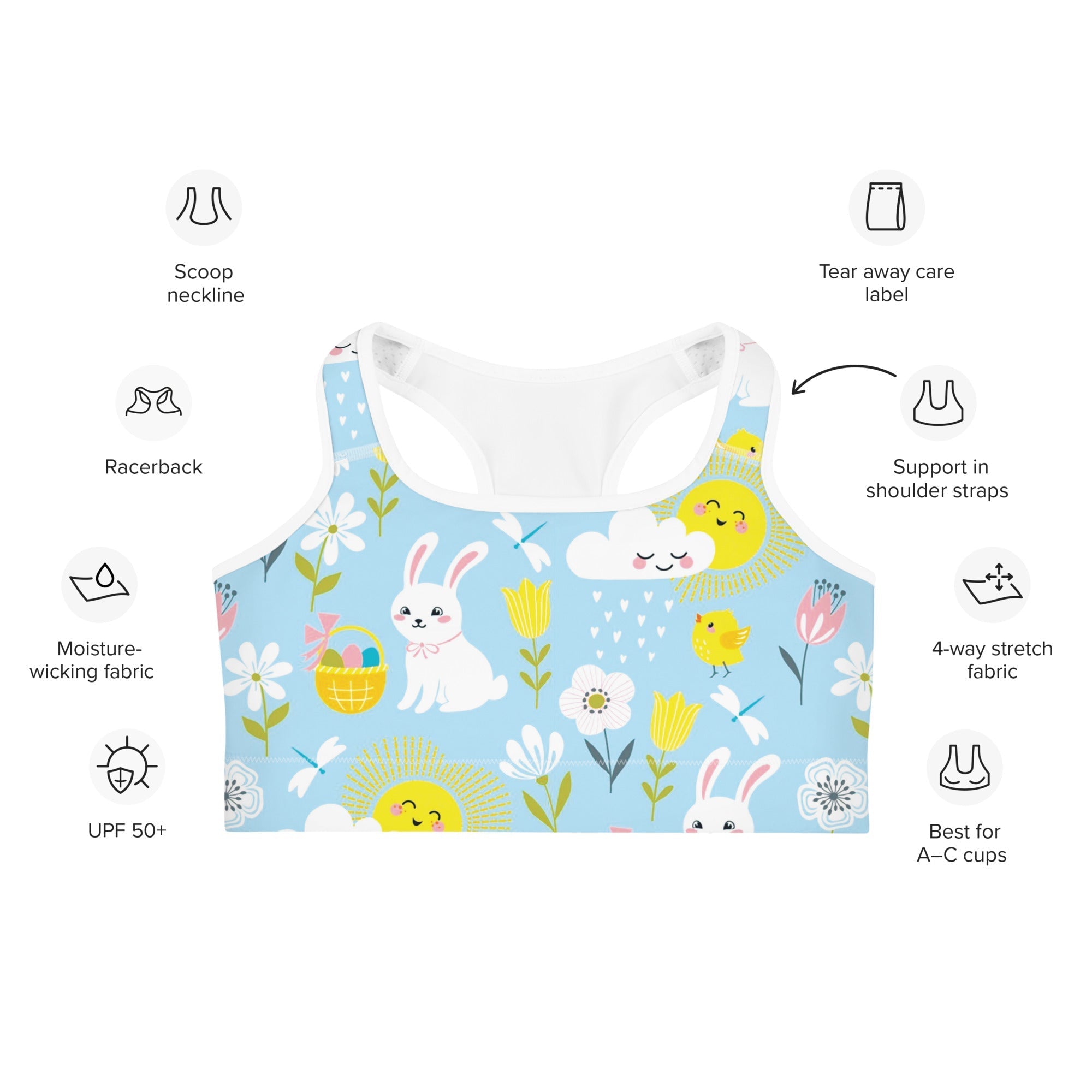 Easter Cute Pattern Sports Bra