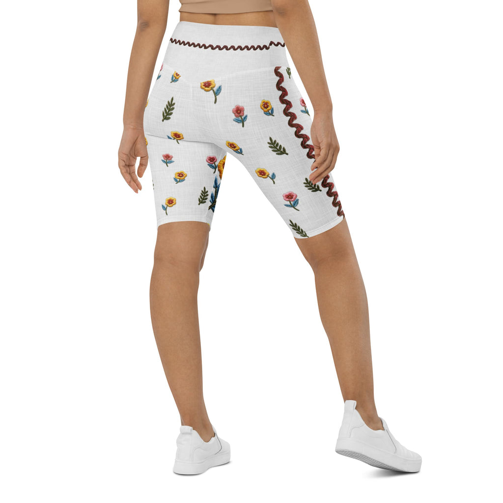 Embroidered Effect Floral Biker Shorts