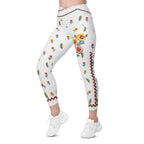 Embroidered Effect Floral Crossover Leggings With Pockets