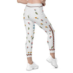 Embroidered Effect Floral Crossover Leggings With Pockets