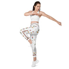 Embroidered Effect Floral Crossover Leggings With Pockets