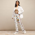 Embroidered Effect Floral Flare Leggings