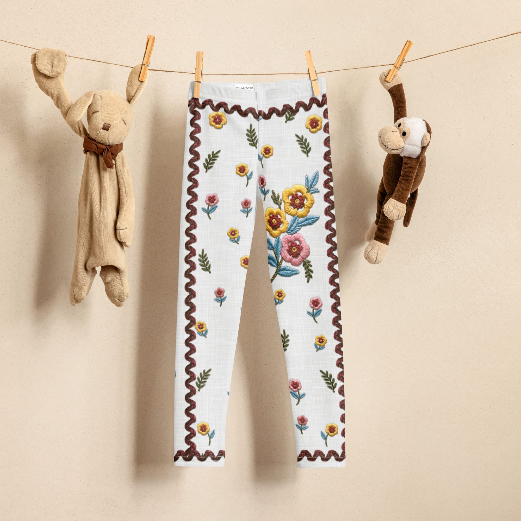 Embroidered Effect Floral Kid's Leggings