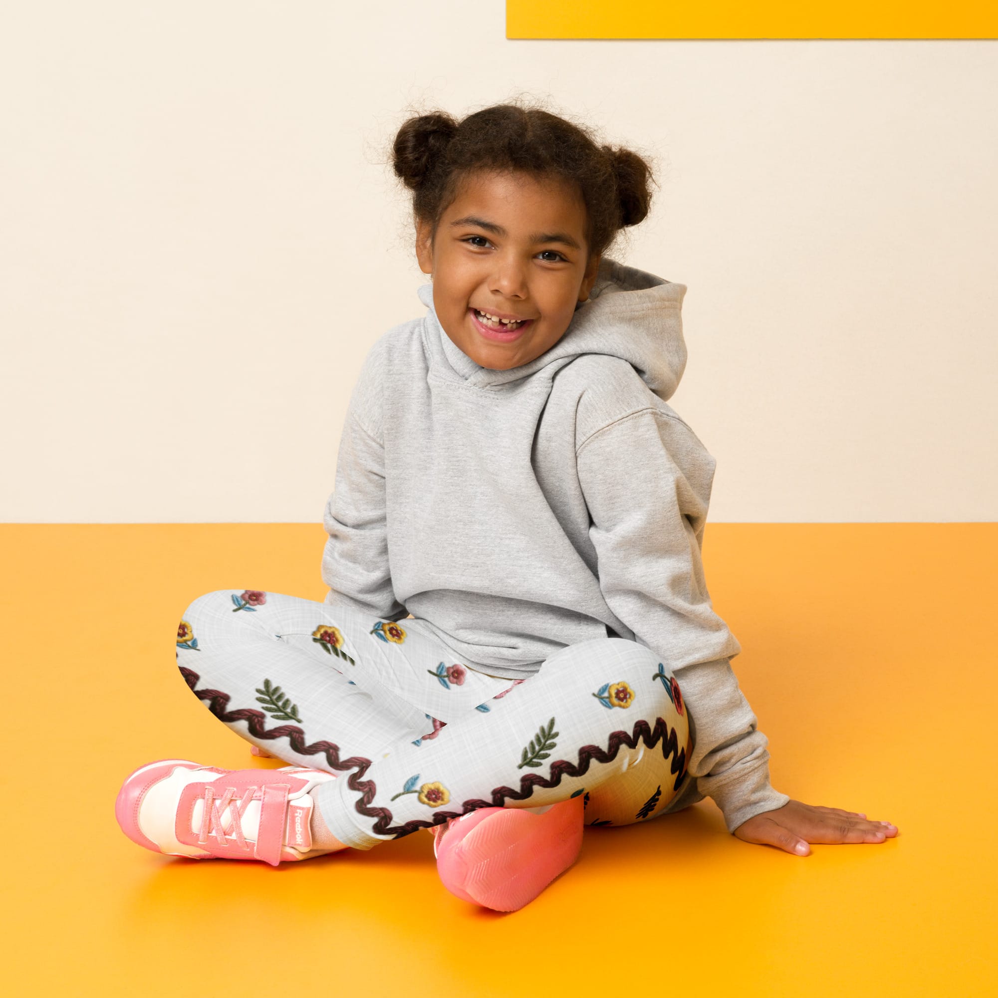 Embroidered Effect Floral Kid's Leggings