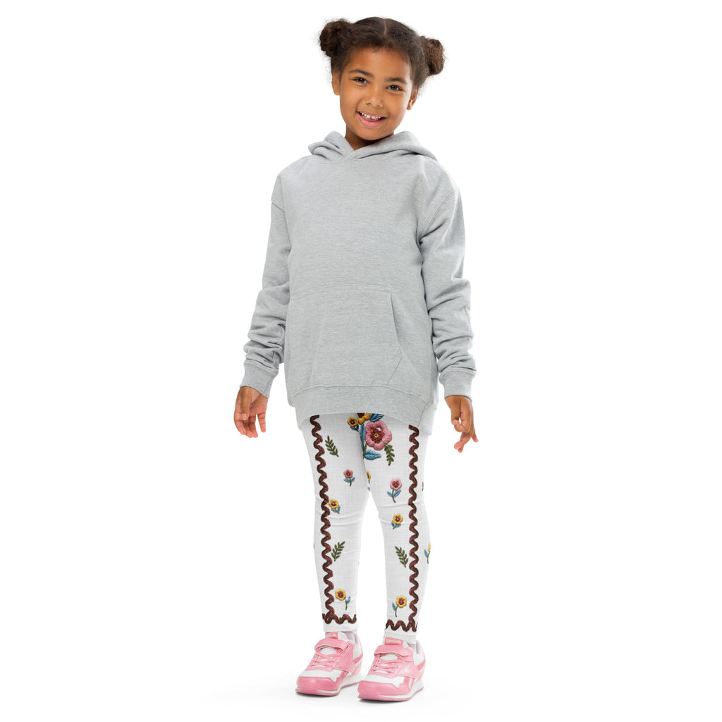 Embroidered Effect Floral Kid's Leggings