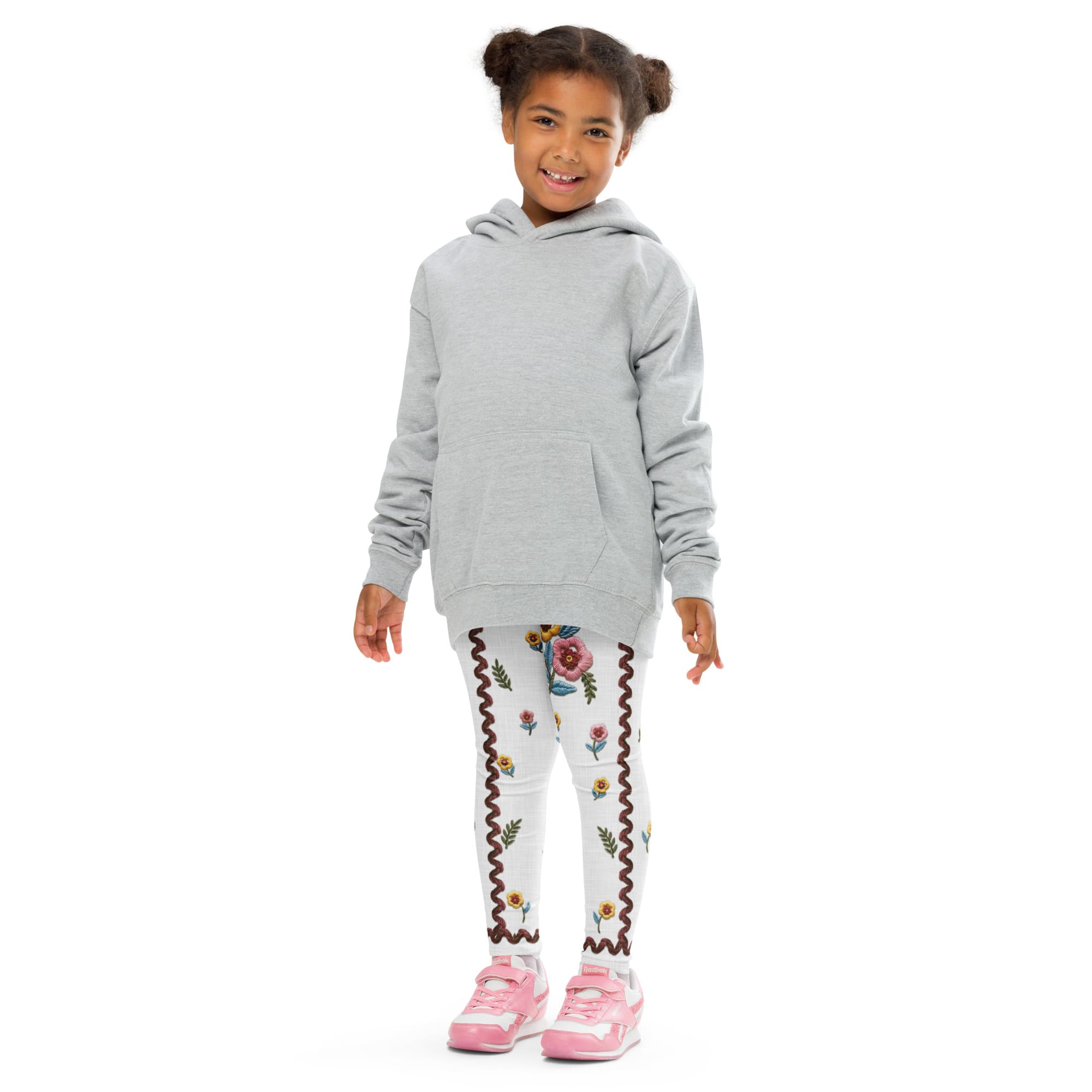 Embroidered Effect Floral Kid's Leggings
