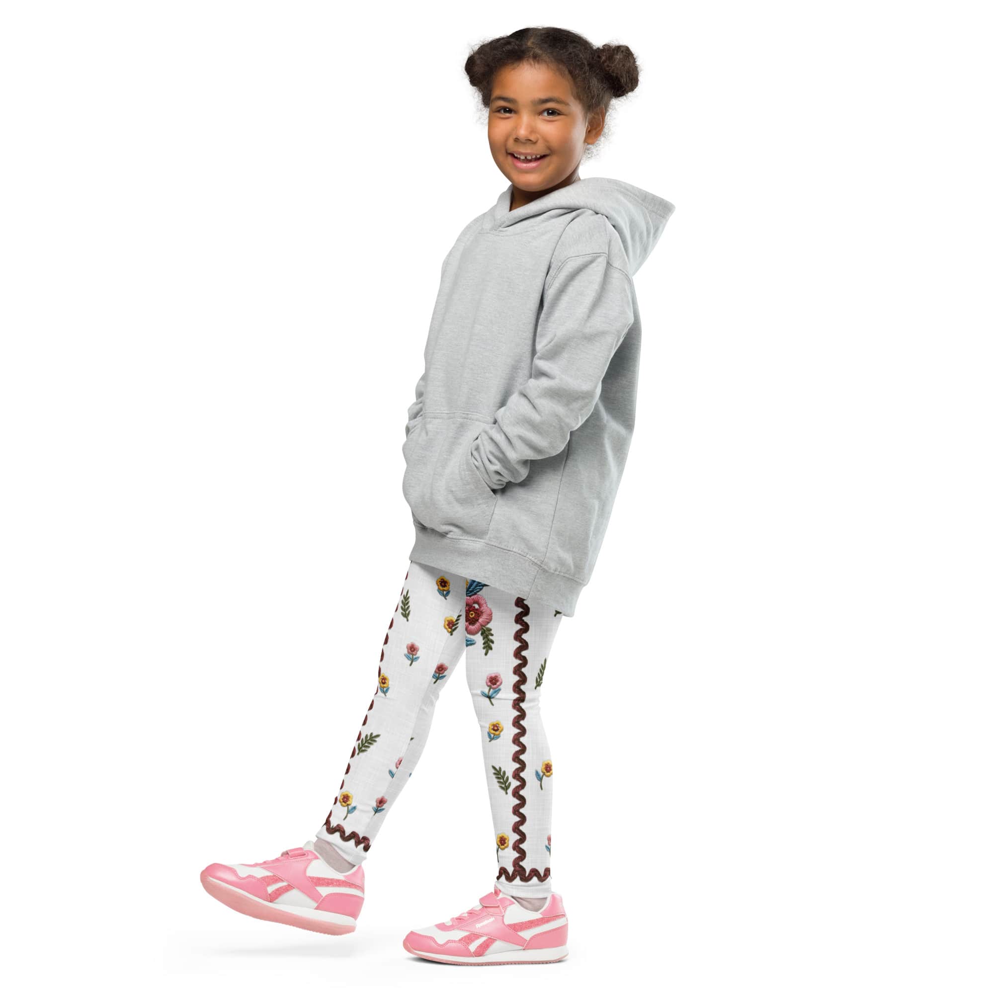 Embroidered Effect Floral Kid's Leggings