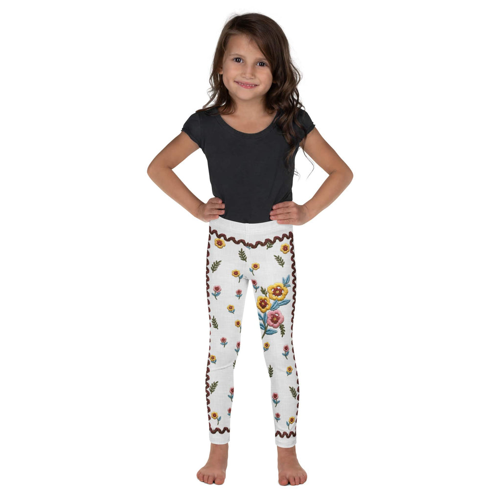 Embroidered Effect Floral Kid's Leggings