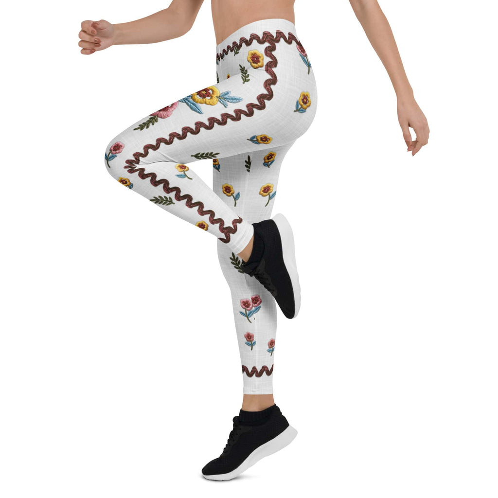 Embroidered Effect Floral Leggings