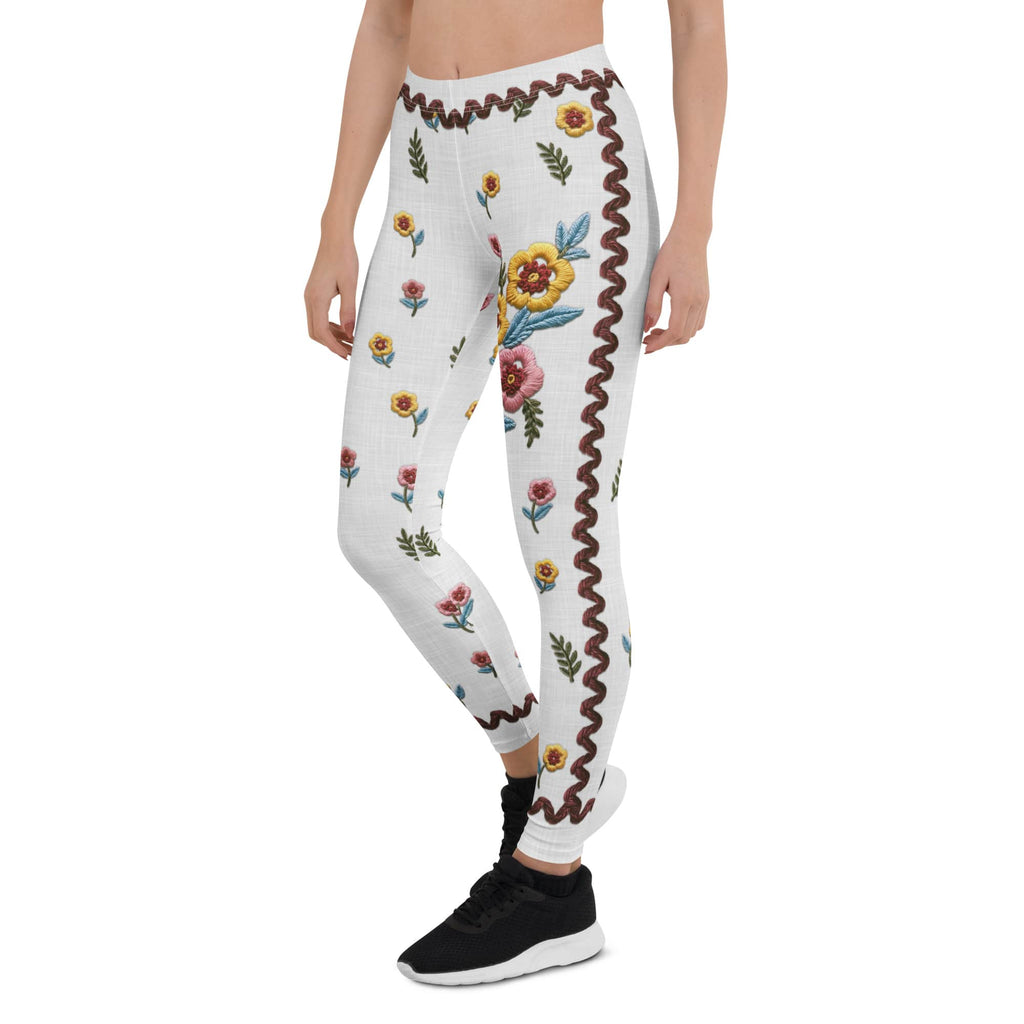 Embroidered Effect Floral Leggings