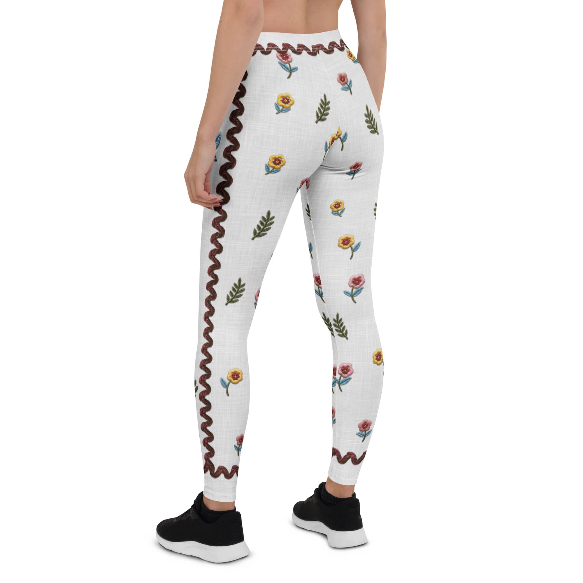 Embroidered Effect Floral Leggings