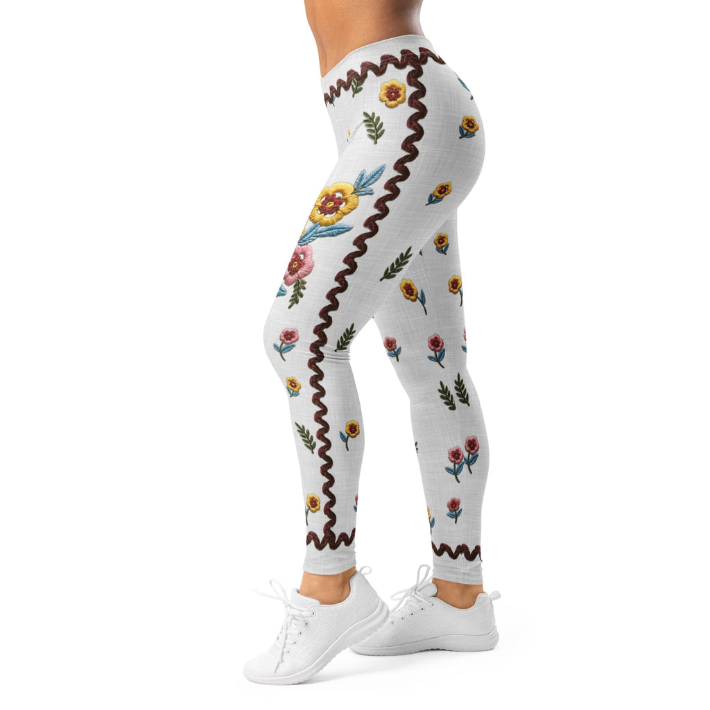 Embroidered Effect Floral Leggings