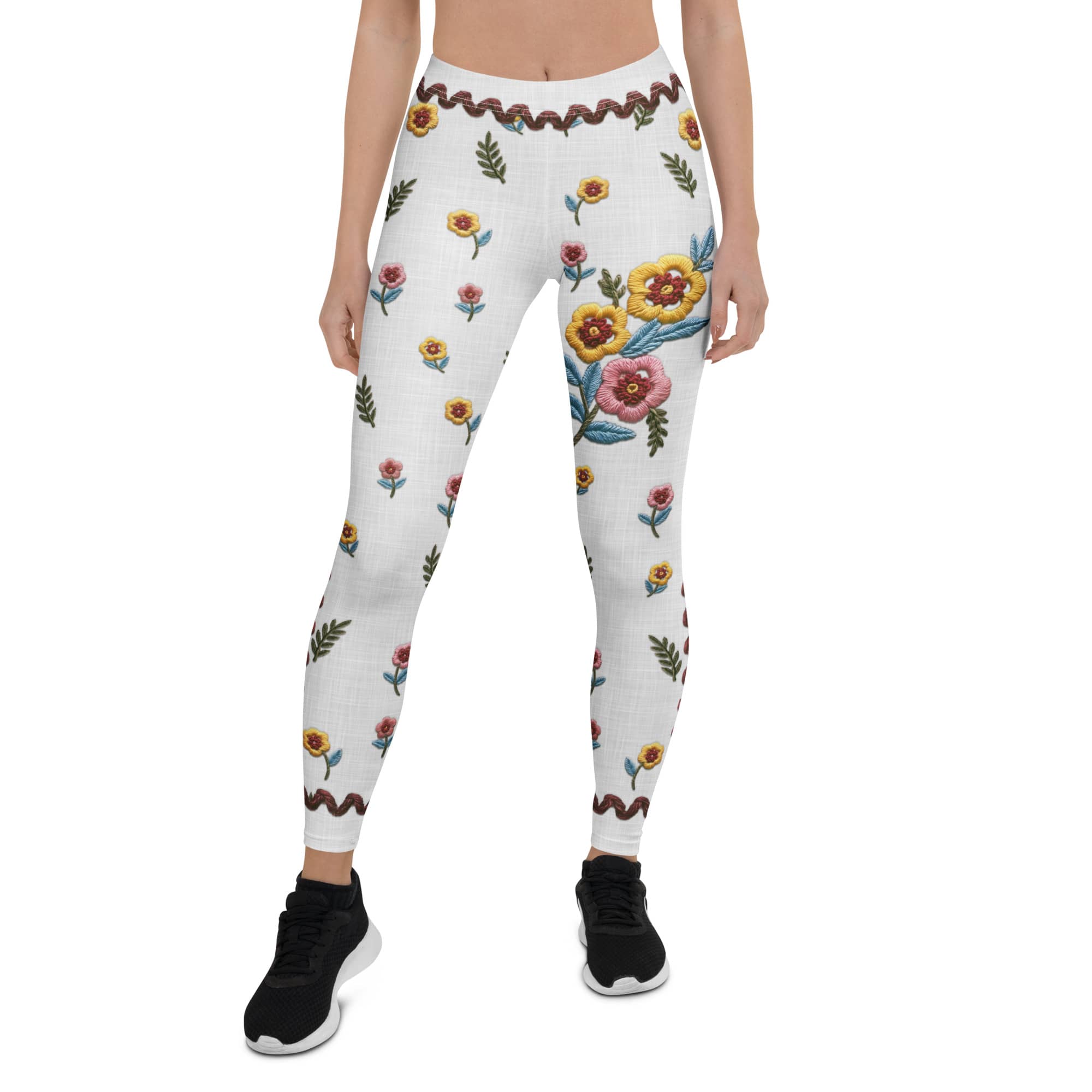 Embroidered Effect Floral Leggings