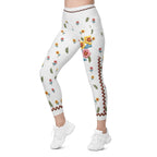 Embroidered Effect Floral Leggings With Pockets