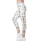 Embroidered Effect Floral Leggings With Pockets