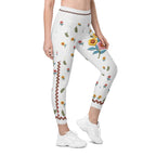 Embroidered Effect Floral Leggings With Pockets
