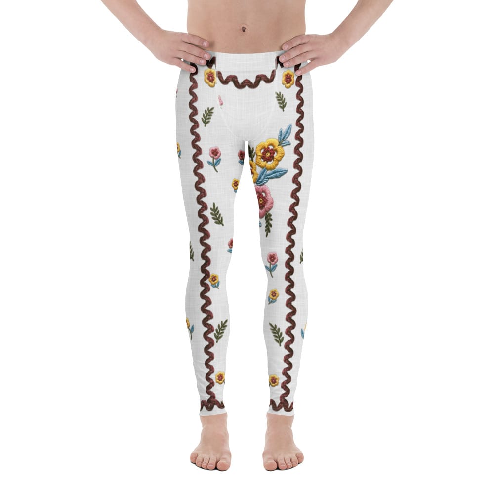 Embroidered Effect Floral Men's Leggings