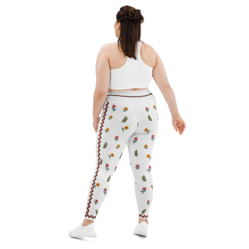 Embroidered Effect Floral Plus Size Leggings