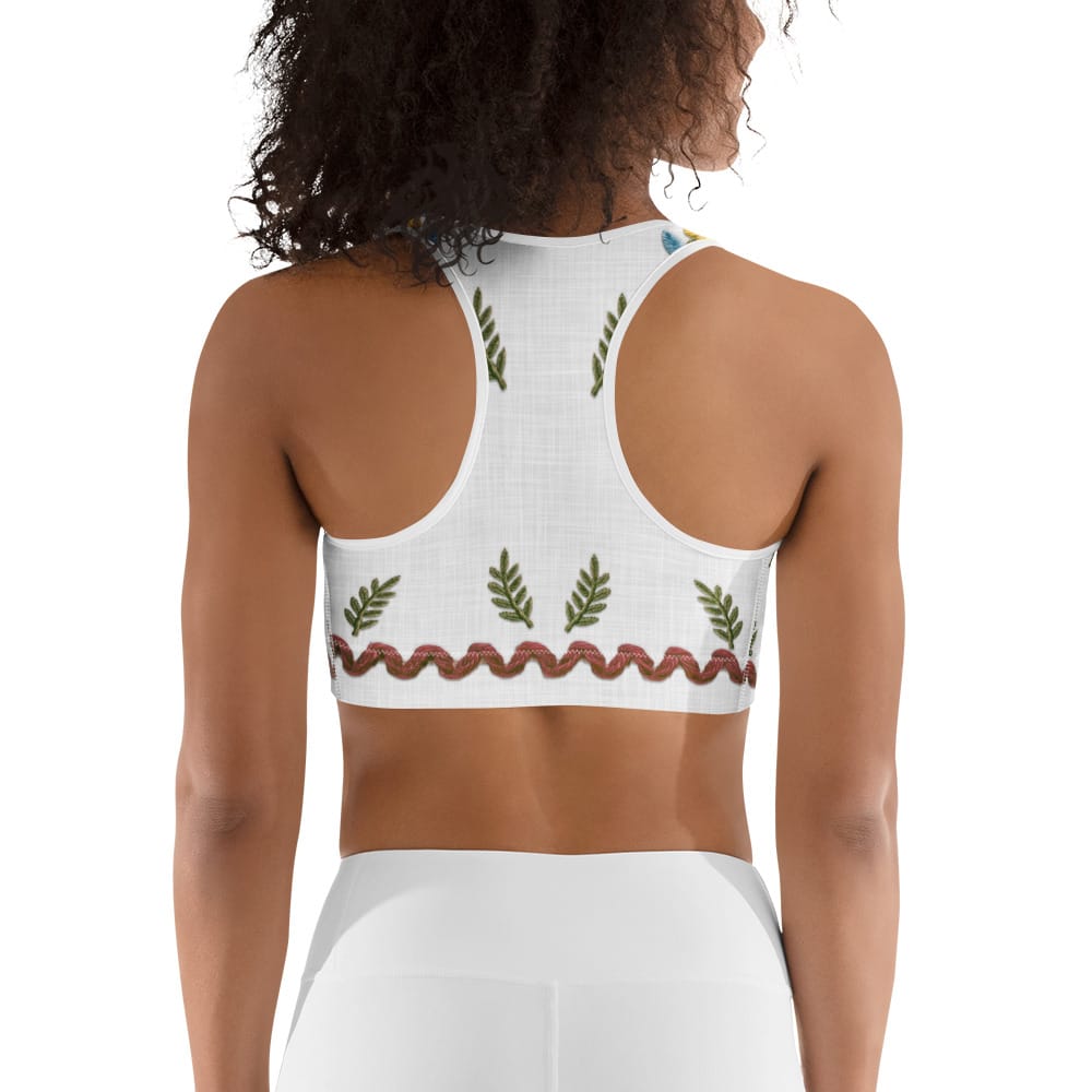 Embroidered Effect Floral Sports Bra