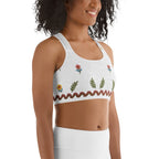Embroidered Effect Floral Sports Bra