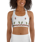 Embroidered Effect Floral Sports Bra