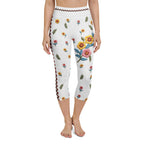 Embroidered Effect Floral Yoga Capris