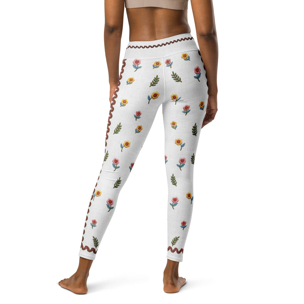Embroidered Effect Floral Yoga Leggings