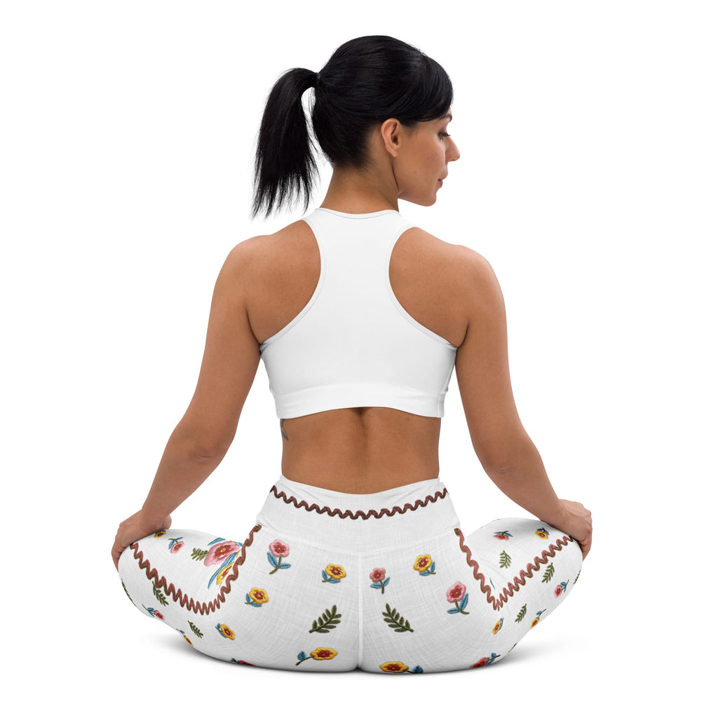 Embroidered Effect Floral Yoga Leggings