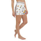 Embroidered Effect Floral Yoga Shorts
