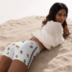 Embroidered Effect Floral Yoga Shorts