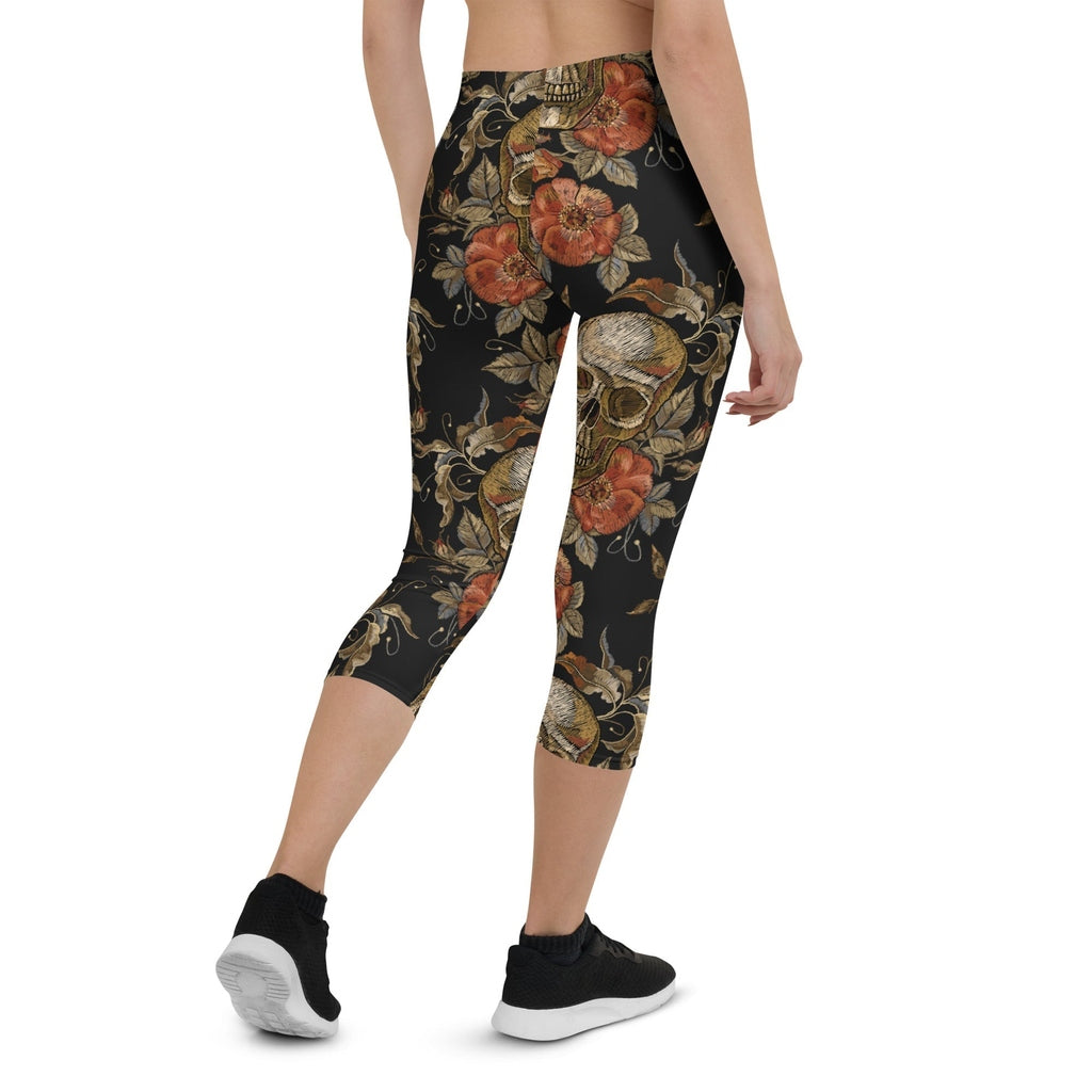 Embroidery Skull Capris