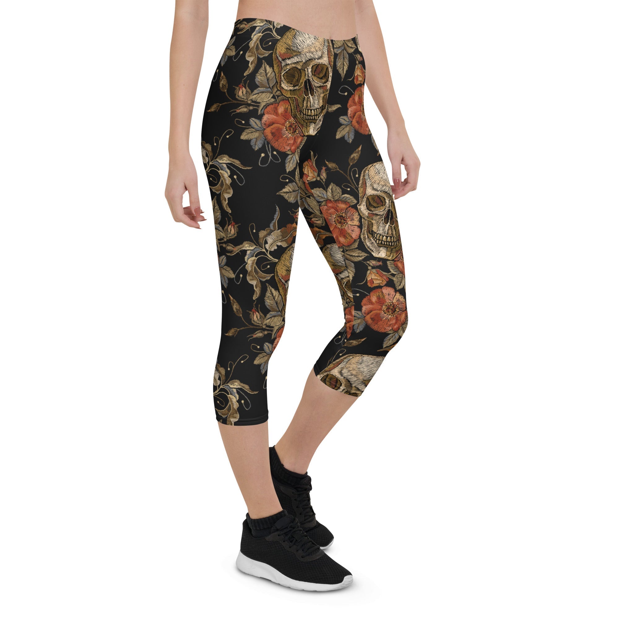 Embroidery Skull Capris