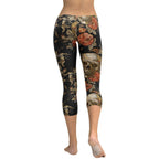 Embroidery Skull Capris