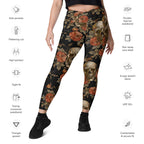 Embroidery Skull Crossover Leggings With Pockets