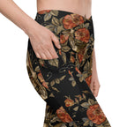 Embroidery Skull Crossover Leggings With Pockets