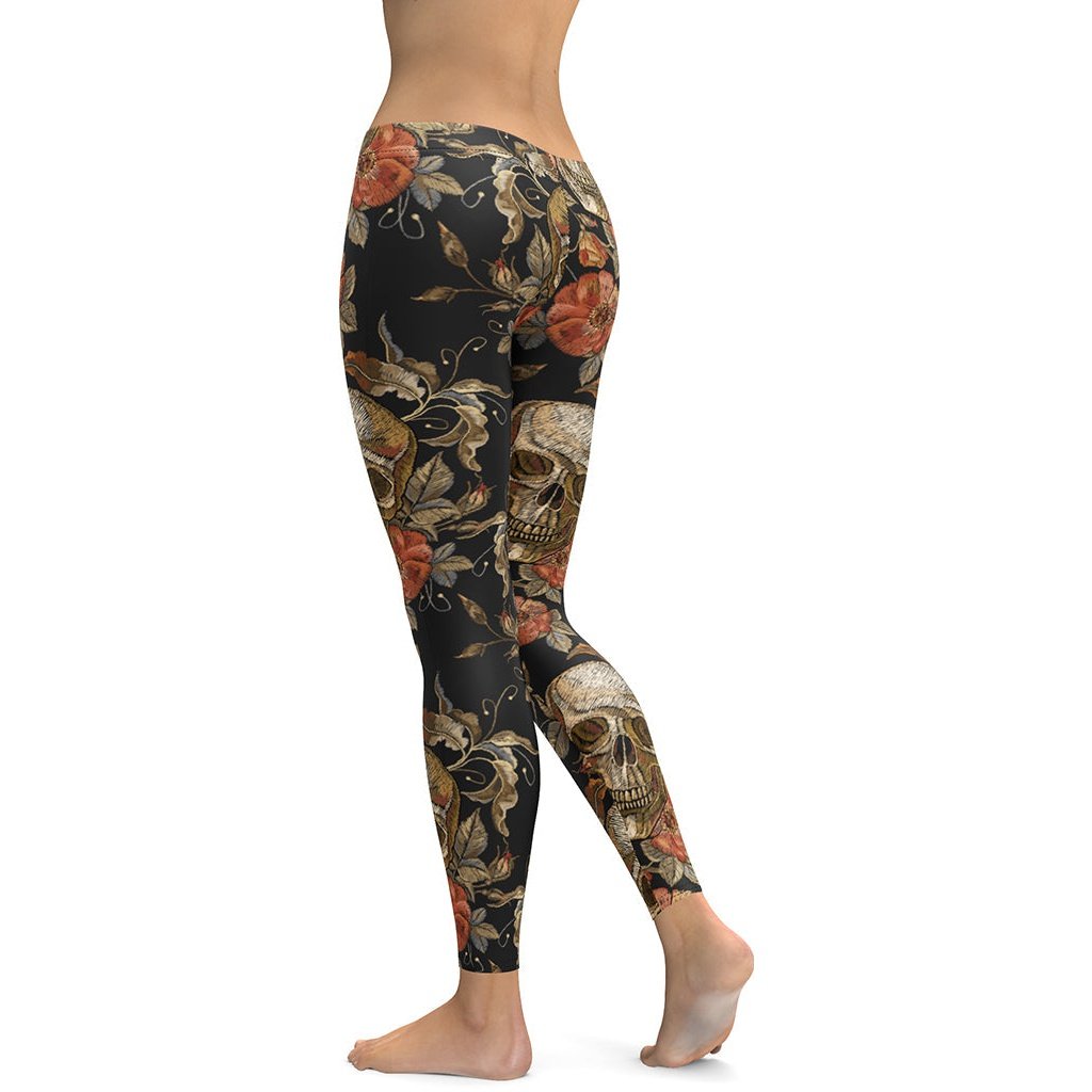 Embroidery Skull Leggings