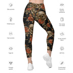 Embroidery Skull Leggings With Pockets