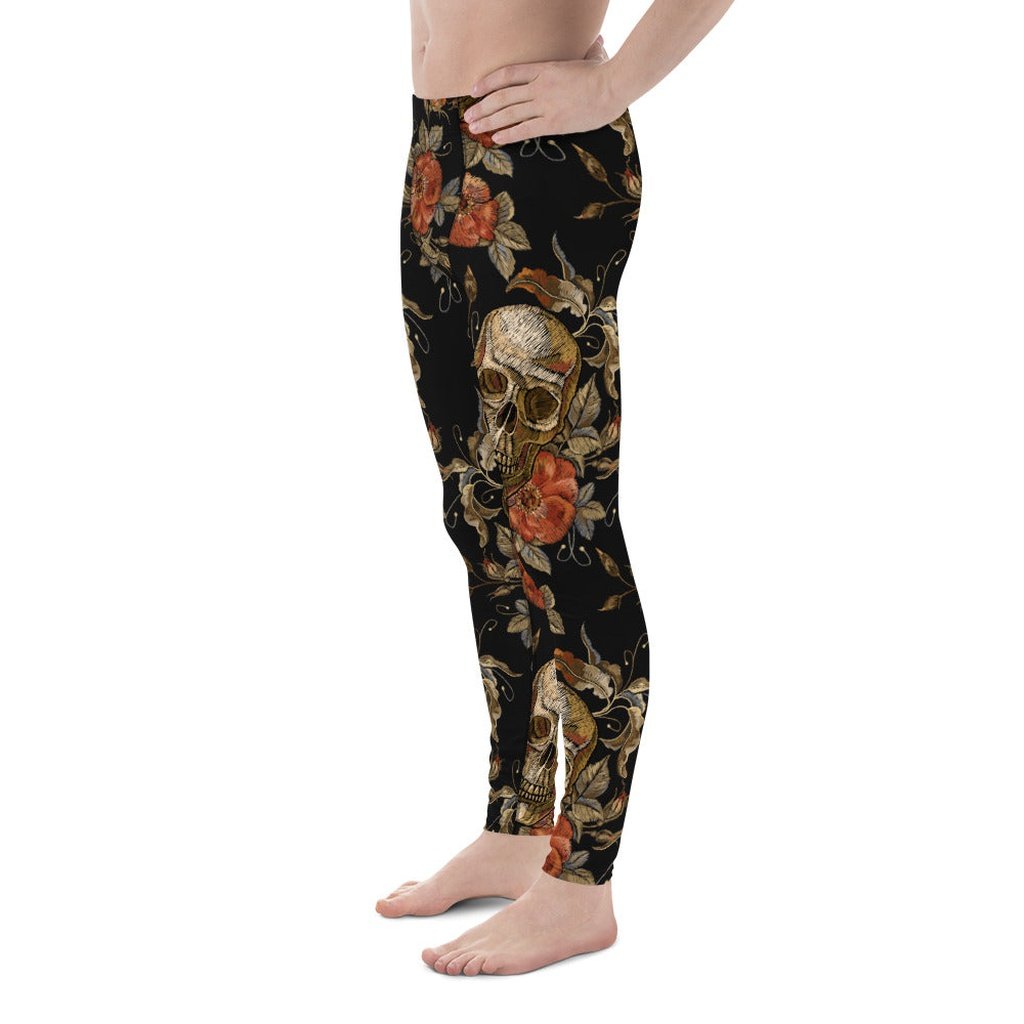 Embroidery Skull Men's Leggings