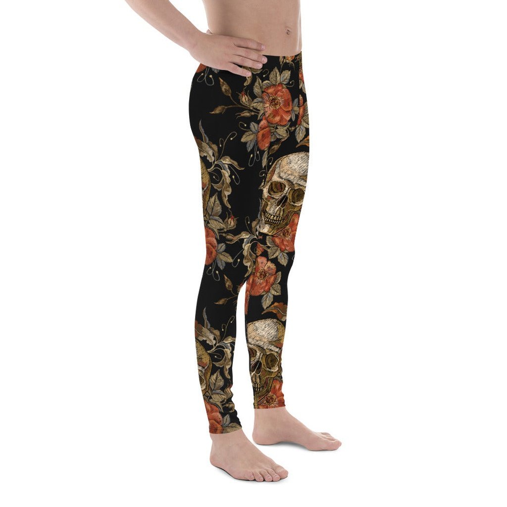 Embroidery Skull Men's Leggings