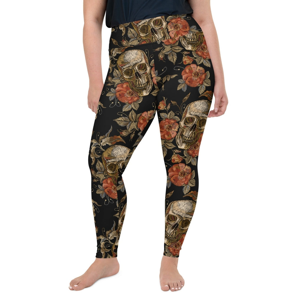 Embroidery Skull Plus Size Leggings