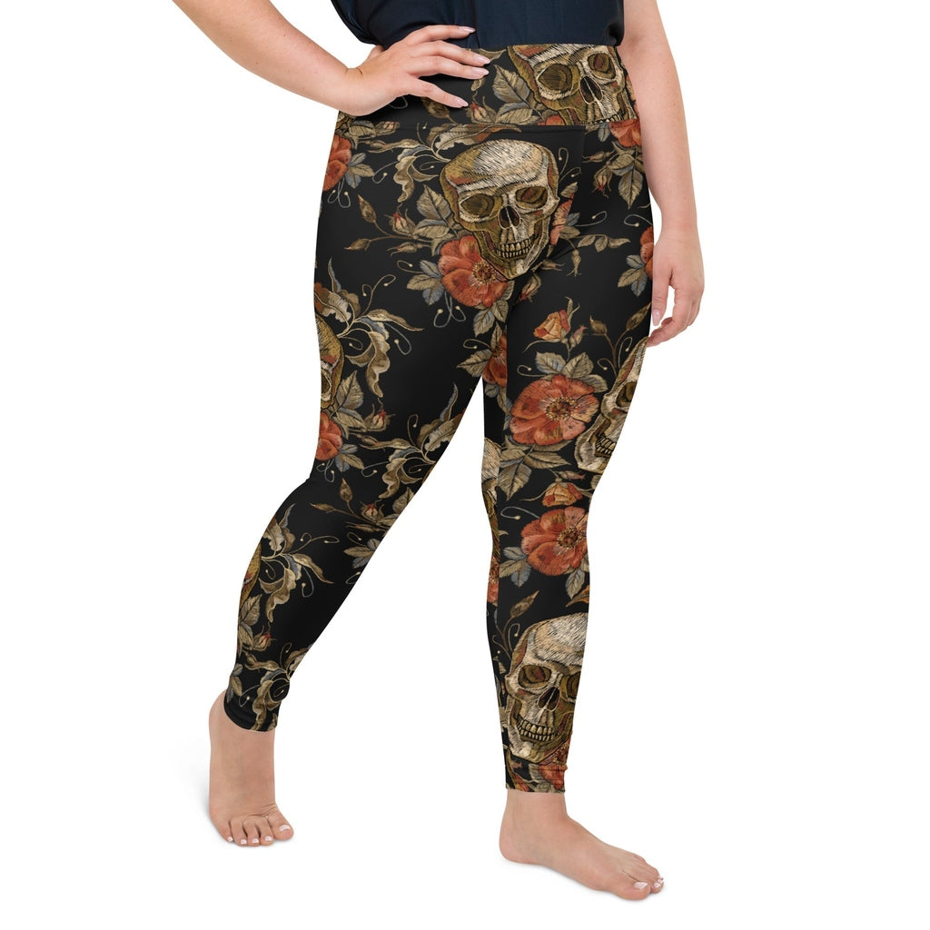 Embroidery Skull Plus Size Leggings