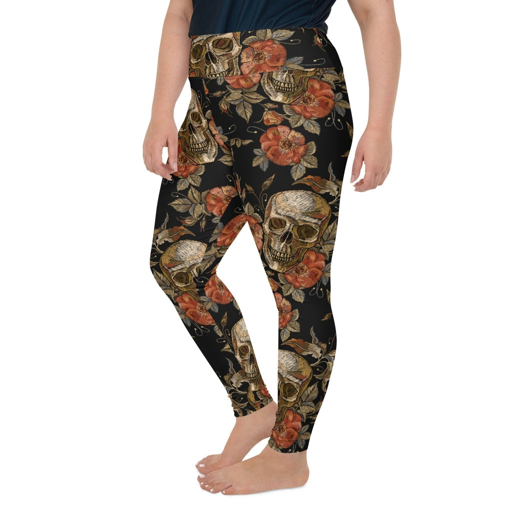 Embroidery Skull Plus Size Leggings