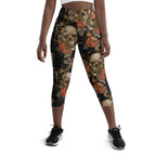 Embroidery Skull Yoga Capris
