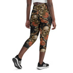 Embroidery Skull Yoga Capris