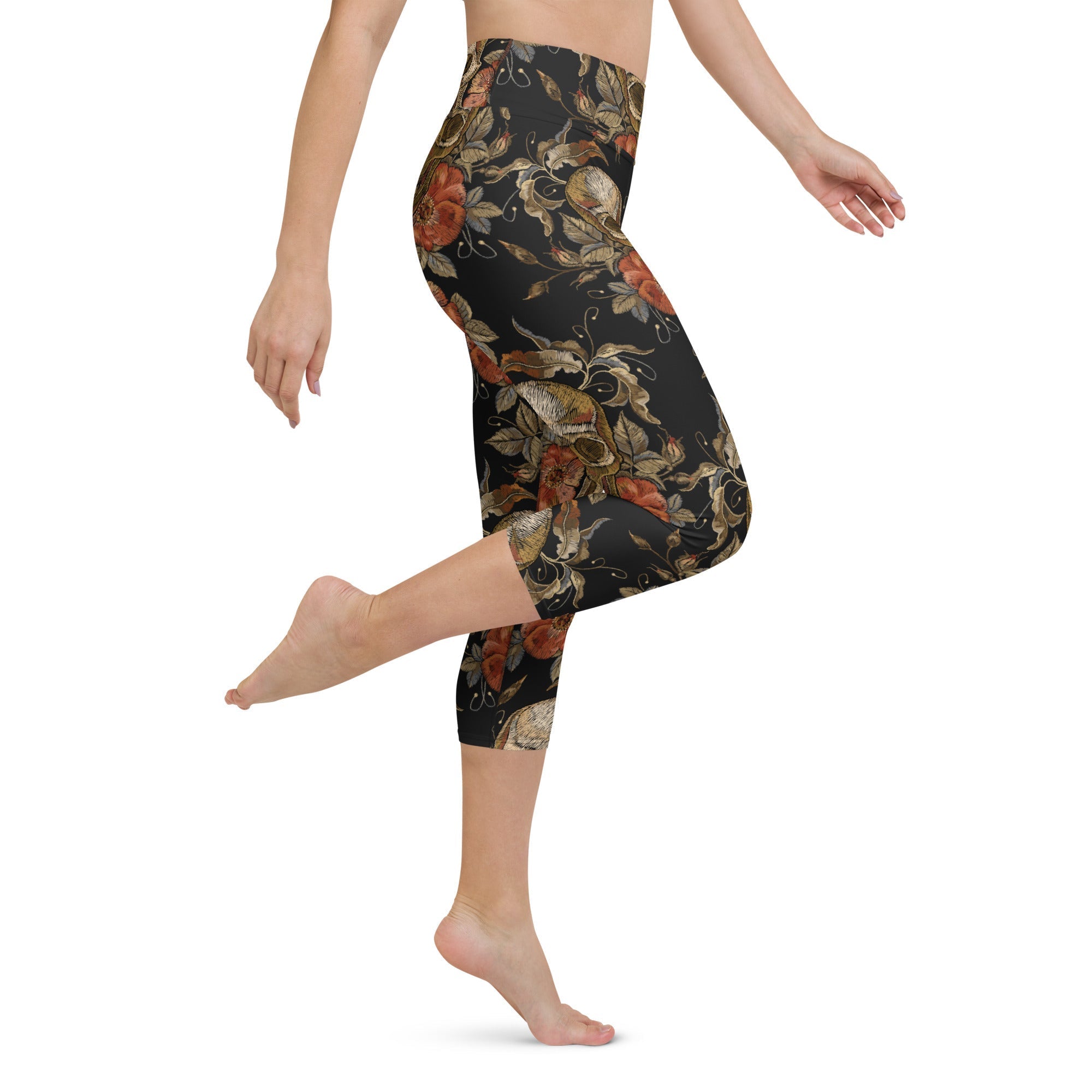 Embroidery Skull Yoga Capris