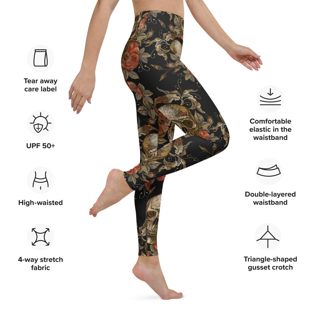 Embroidery Skull Yoga Leggings