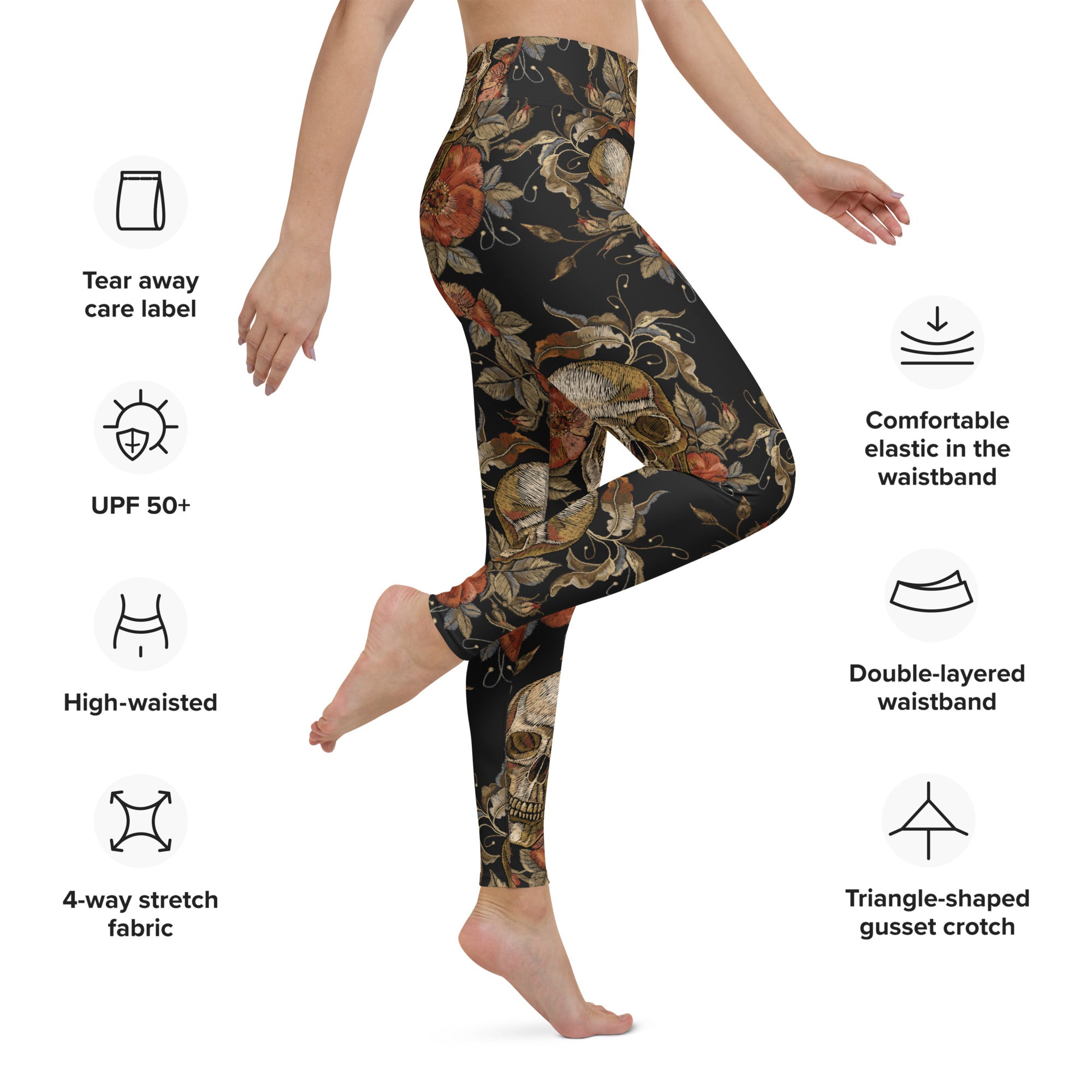 Embroidery Skull Yoga Leggings