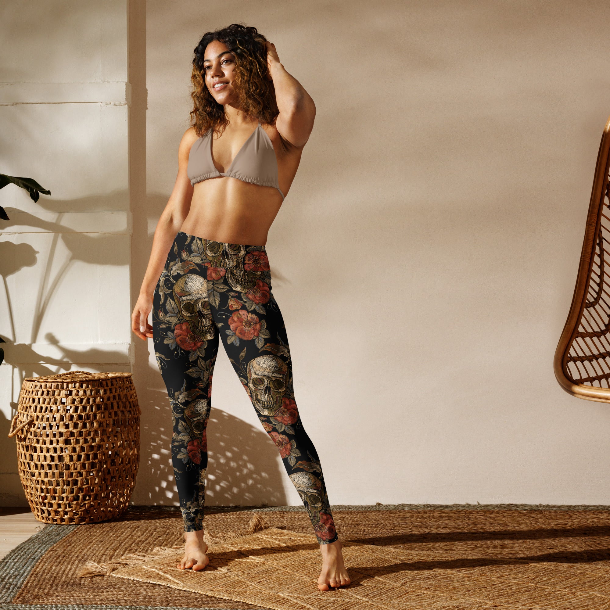 Embroidery Skull Yoga Leggings